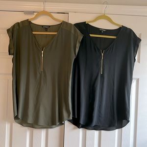 Express- womens gramercy zip front shirts sz M